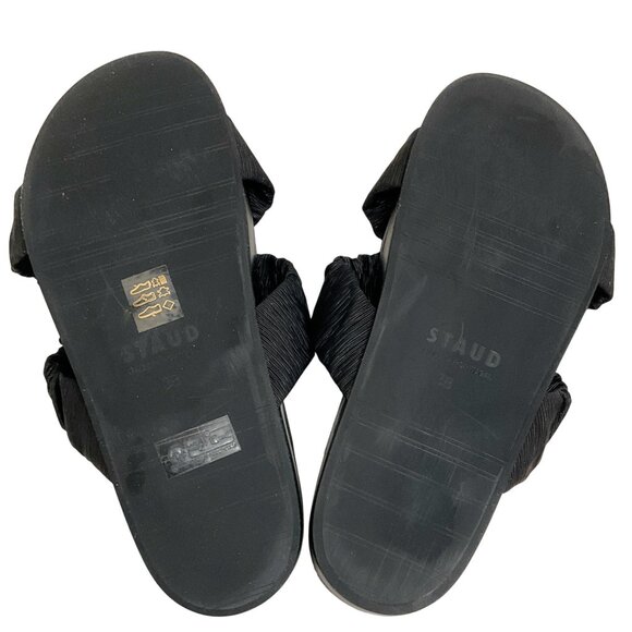 Staud Black Ruched Crisscross Michel Slide Sandals - Picture 8 of 9